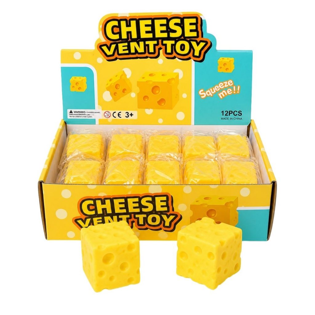 Cheese Squishie Vent Toy in Yellow