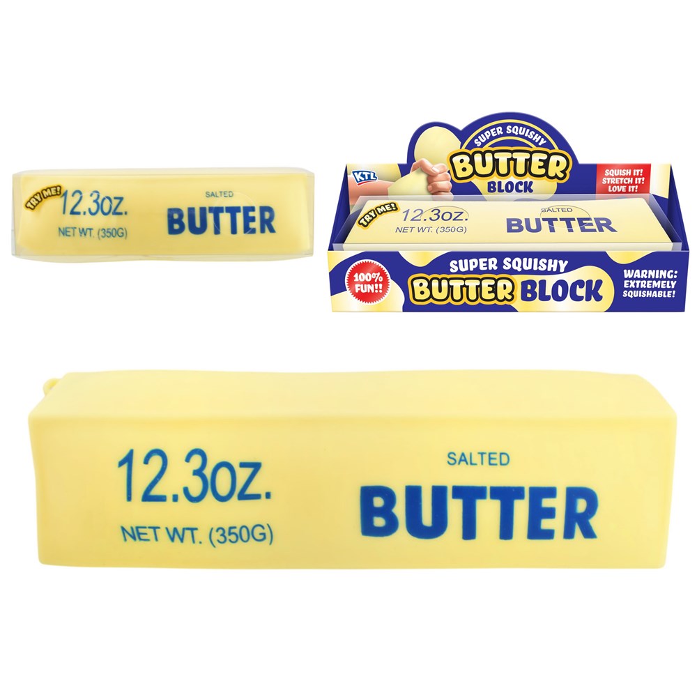 Large butter bar squishy toy in clear box